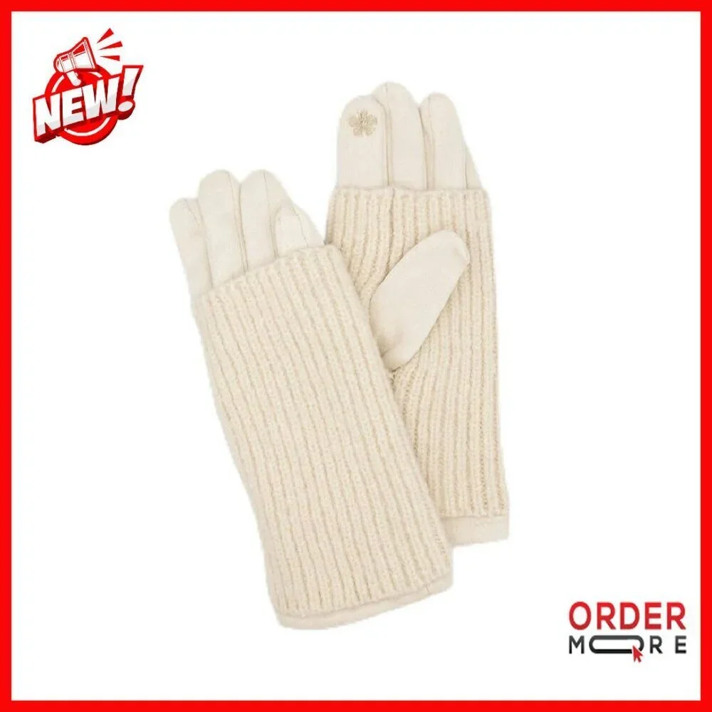 2-in-1 Faux Suede Gloves with Removable Knit Wrist Warmers